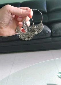 Elegant Oxidized Silver Jhumka Earrings