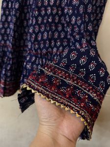 Navy Blue Printed Kurta