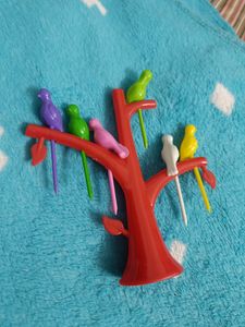 Fruit Fork Decorative Bird Tree Set for Lunch Dese