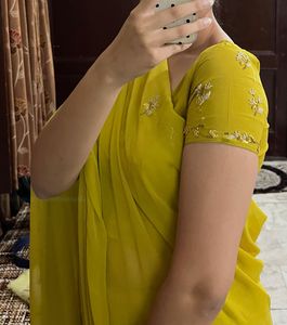 Elegant Yellow Embroidered Saree