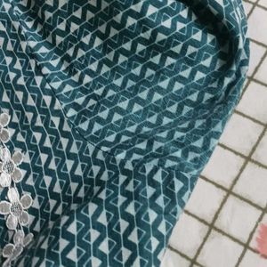Teal Blue Printed Kurta