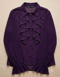ZARA Deep Purple Pleated Ruffle Shirtgirls✨