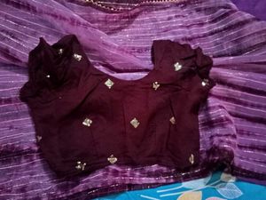soft organza saree with stiched boluse