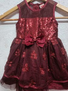 Babyhug Sparkly Red Party Dress