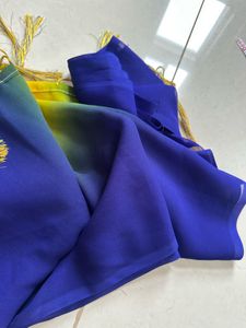 Stunning Ombre Blue &amp; Yellow Georgette Saree