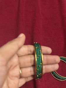 Green Beaded Bangles Set