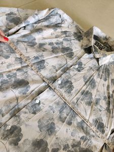 Mens White Grey Floral Shirt