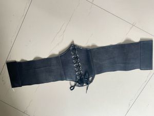 Black Corset Belt - Adjustable velcro &amp; lace up