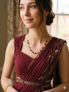 Gold Chain Necklace with Colorful Gems
