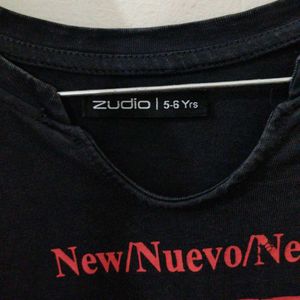 Charcoal Black Graphic Baby Tee - 5 to 6 yrs