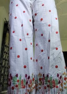white embroided trouser sharara free size