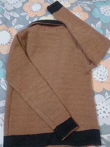 Brown &amp; Black Button-Up woollen Jacket