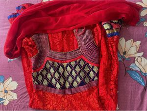 Elegant Red Embroidered Anarkali Kurta