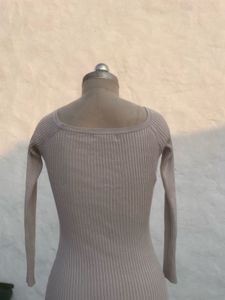 Ribbed Knit Long Sleeve Mini Dress