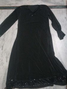 Elegant Black Embellished Maxi Dress Abaya