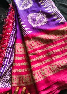 Vibrant Purple & Pink Silk Saree