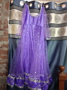 Purple Sequined anarkali kurti