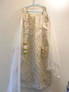 Elegant Beige Kurta Set with Dupatta