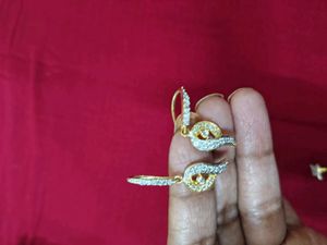 Elegant Gold and Diamond Earrings Set