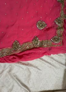 Stunning Pink Embroidered Saree