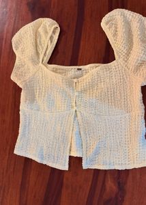 cottagecore pale yellow h&m top