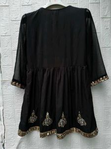 New with tag Korean Embellished Black Kurta Top