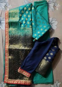 Banarsi Silk Saree In Sea Green Colour