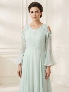 Elegant Mint Green Cold Shoulder Kurta Set
