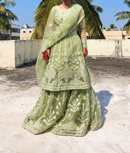 Green Wedding Gown Birthday, Lehenga Frock