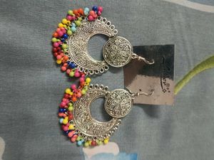 Boho Jhumka Earrings with Beads