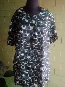 Vintage Floral Grid Blouse