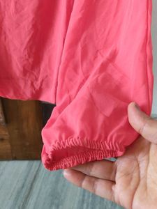 Coral Blouse with Long Sleeves