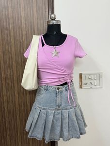 Cute Pink Ruched Crop Top