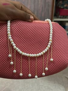 Elegant Pearl Necklace with Gold Chain