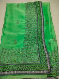 Vibrant Green Embroidered Saree