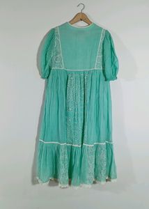 Cyan Embroidered Casual Kurta (Women)