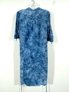 Cocomo Pastel Blue Floral Printed Collar Neck Dress (Women)