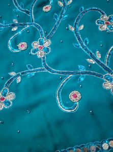 Stunning Teal Embroidered Saree