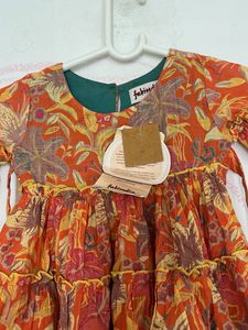 Orange Floral Tiered Dress