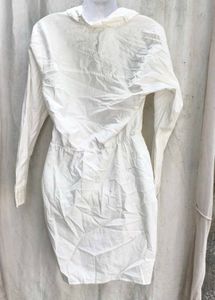 I. Chic White Ruched Shirt Dress