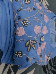 Stunning Blue Embroidered Ethnic Gown