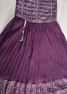 Embroidered Purple Kurta with Mirror Work