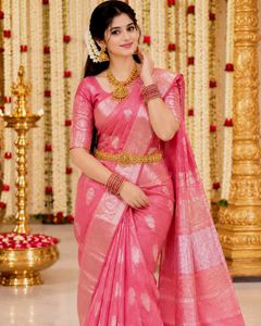 Elegant Pink Silk Saree