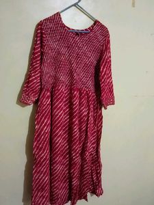Stylish Red Bandhani Kurta