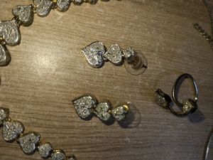 Sparkling Heart Necklace, Earrings &amp; Ring Set