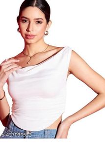 Chic White One-Shoulder Ruched Top