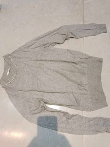 Gray Pearl Embellished Sweater