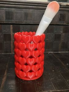 Cute Red Heart Makeup Brush Holder