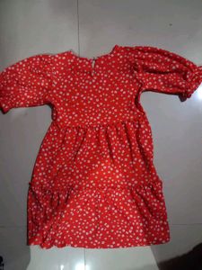Red Floral Tiered Puff Sleeve Dress