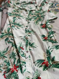 Tropical Print Button-Up Shirt